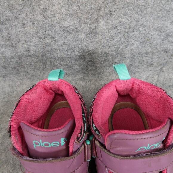 Plae Shoes Kids 1 Sneaker Hi Top Leather Knit Double Strap Active Max Purple - Picture 4 of 14